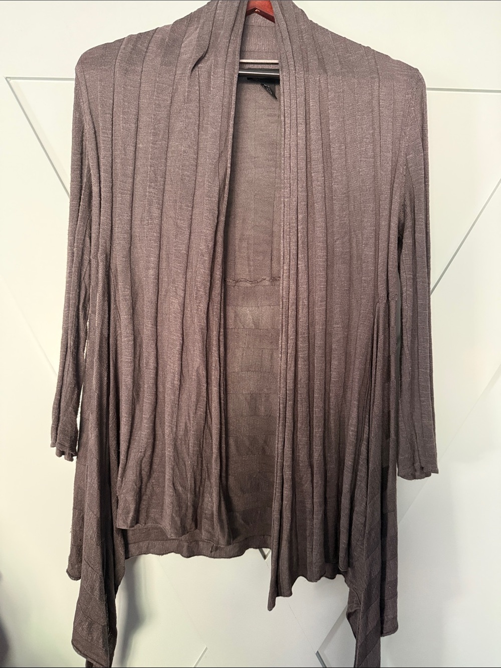 INC International Concepts Ribbed Open-Front Cardigan - Taupe